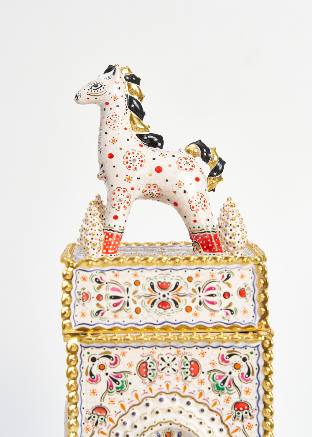 Tall Casket of Russian Pattern with a Horse Mane and Pigtail 1