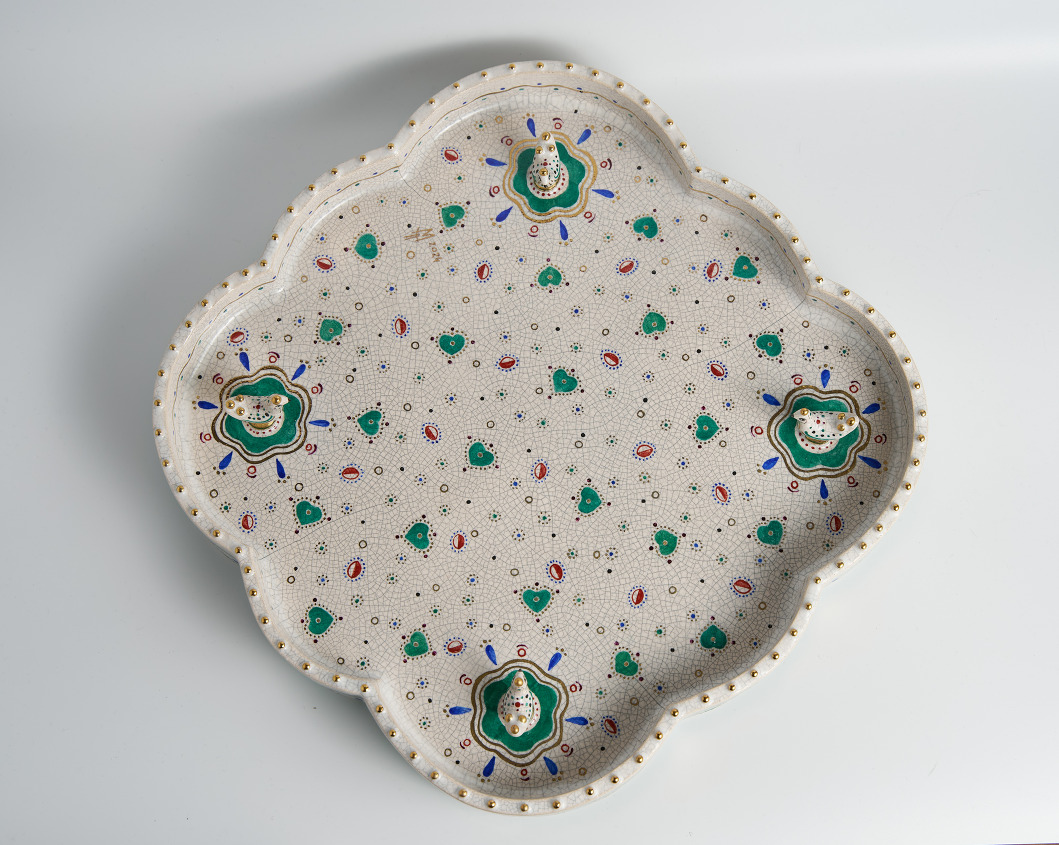 Dish with Songbirds (green)