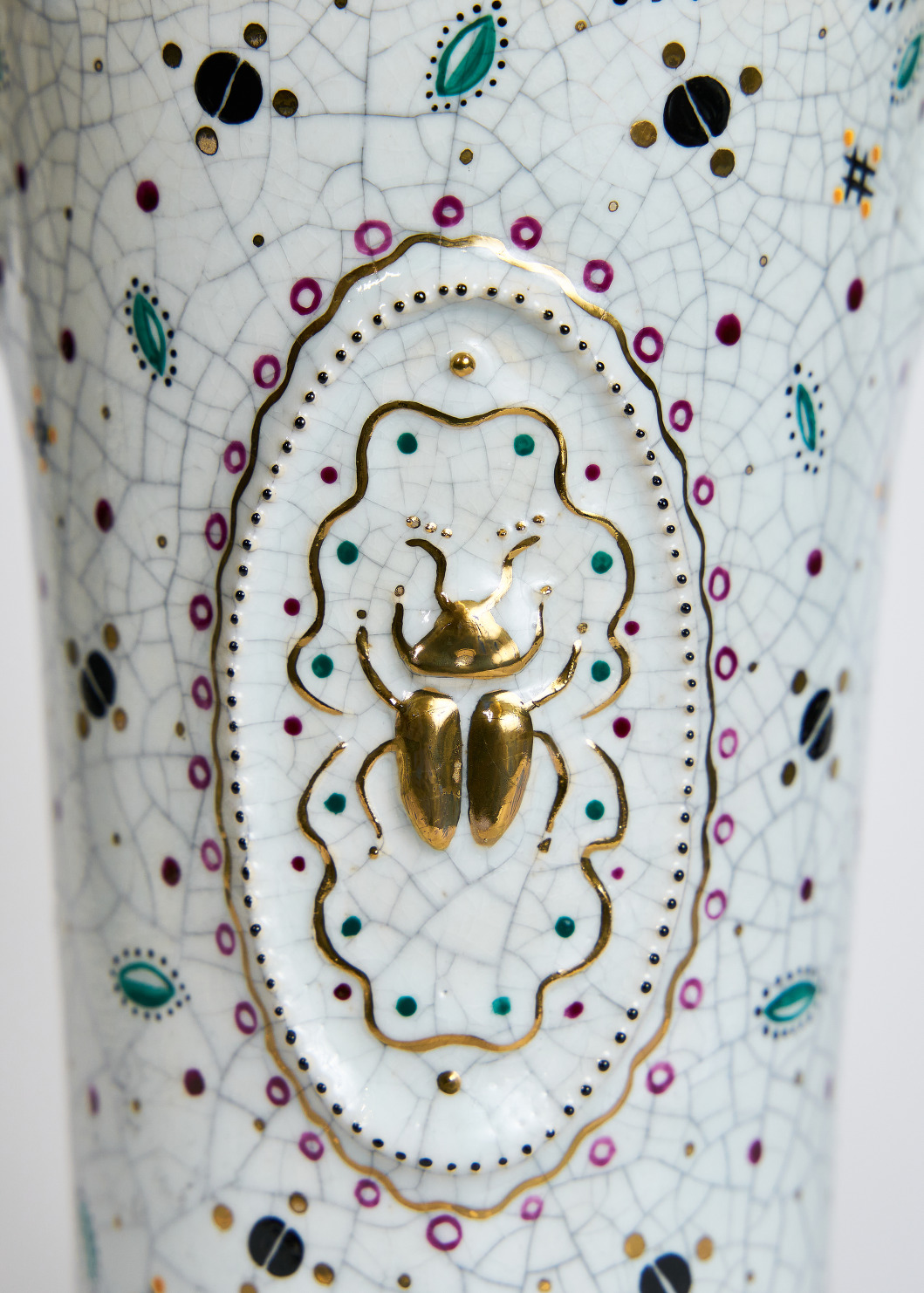 Eared Vase of the Mysterious Forest with Golden May Beetle (small) 1