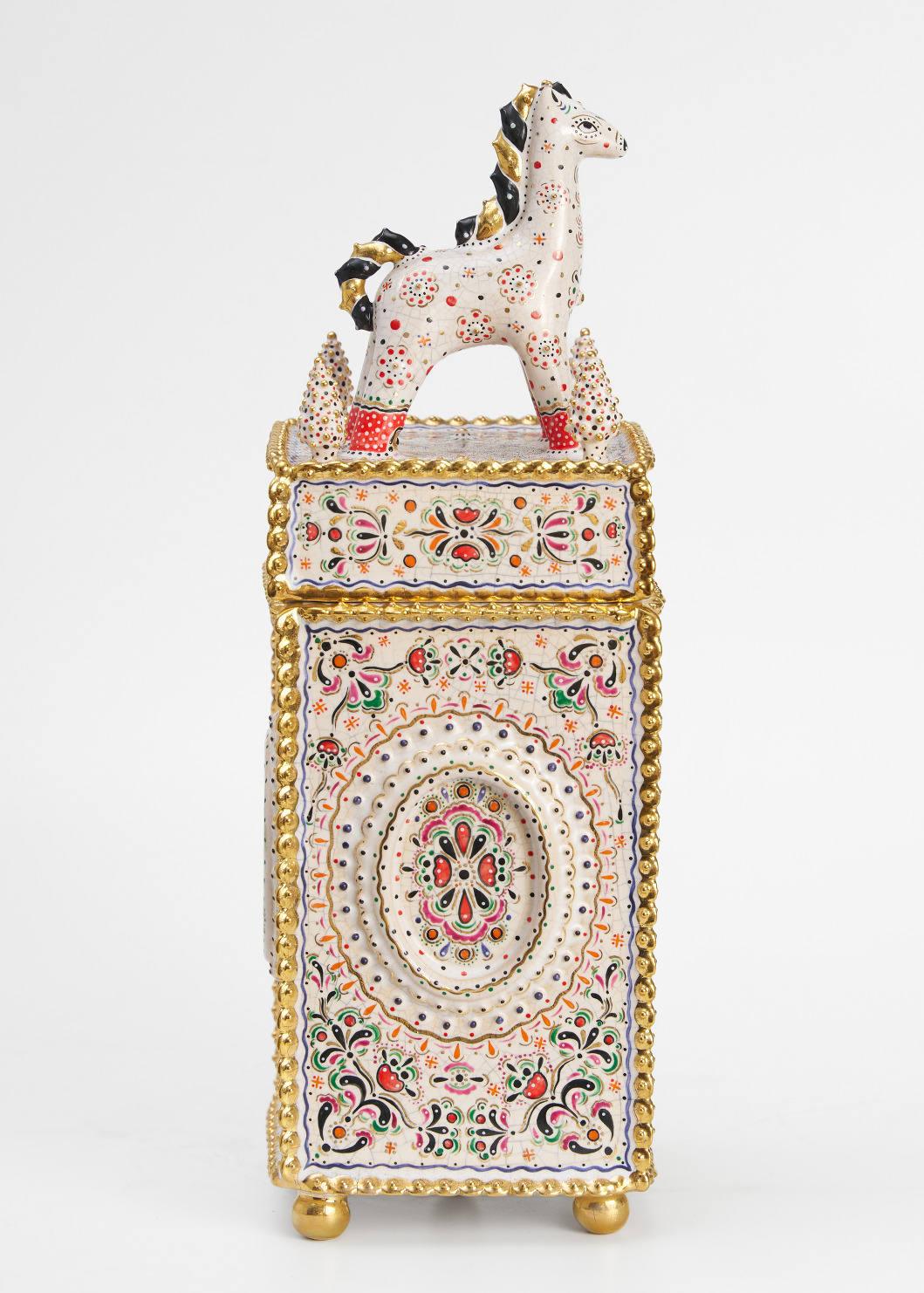 Tall Casket of Russian Pattern with a Horse Mane and Pigtail 3